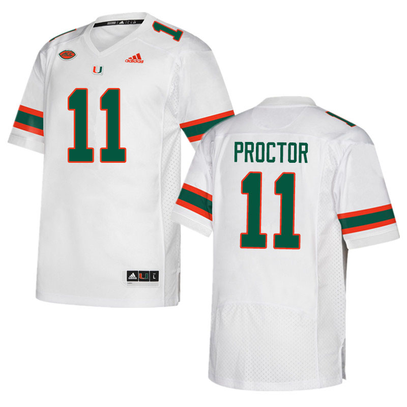 Adidas Miami Hurricanes #11 Carson Proctor College Football Jerseys Sale-White